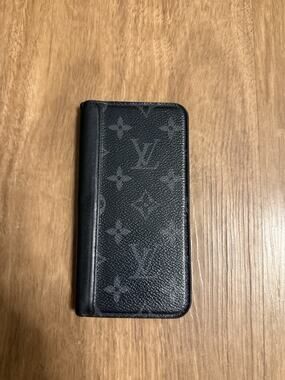 Louis Vuitton Monogram Eclipse Folio Wallet iPhone Case Black Gray